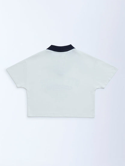 Y&F Kids White Text Detailed Cotton T-Shirt