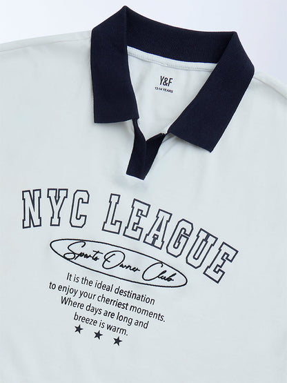 Y&F Kids White Text Detailed Cotton T-Shirt