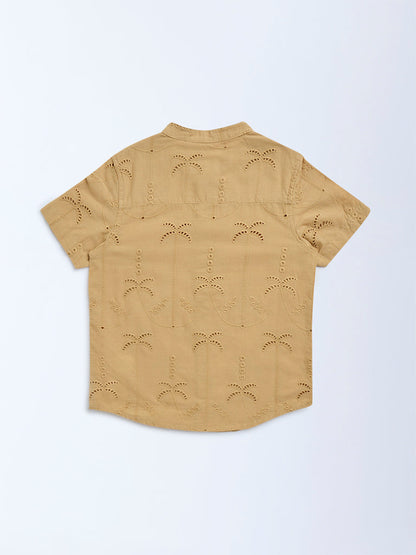 HOP Kids Mustard Tropical-Inspired Cotton Shirt