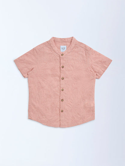 HOP Kids Dusty Pink Embroidered Cotton Shirt