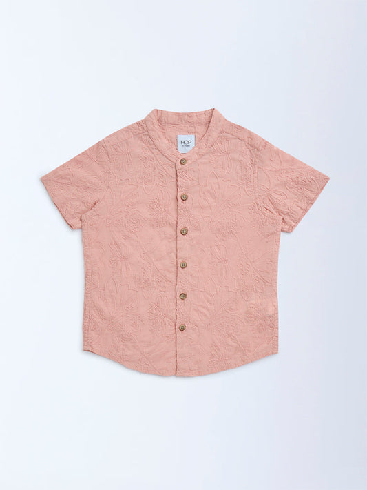 HOP Kids Dusty Pink Embroidered Cotton Shirt