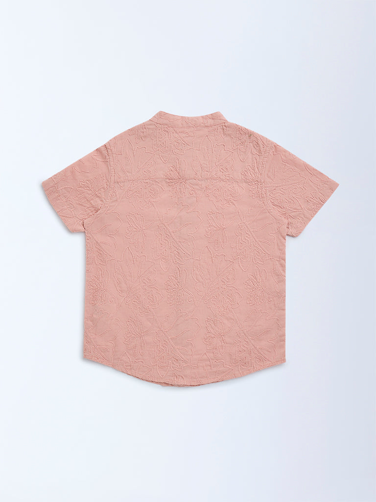HOP Kids Dusty Pink Embroidered Cotton Shirt