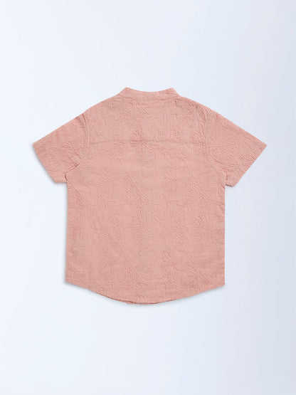 HOP Kids Dusty Pink Embroidered Cotton Shirt