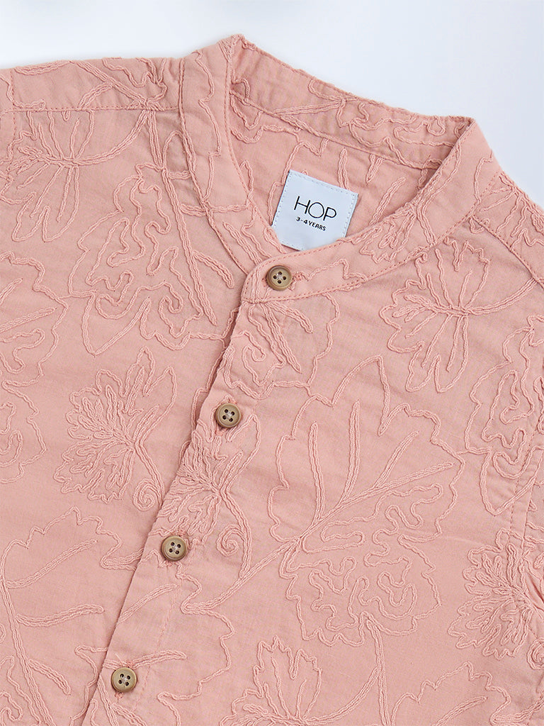 HOP Kids Dusty Pink Embroidered Cotton Shirt