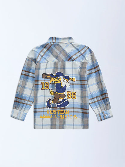 HOP Kids Blue Checkered Cotton Shirt