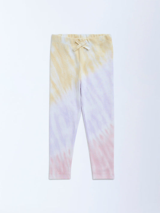 HOP Kids Multicolour Tie-Dye High-Rise Cotton-Blend Leggings