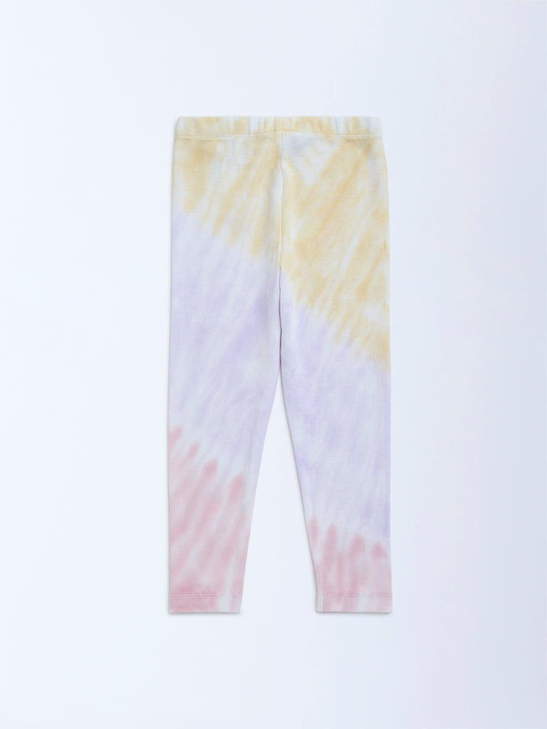HOP Kids Multicolour Tie-Dye High-Rise Cotton-Blend Leggings