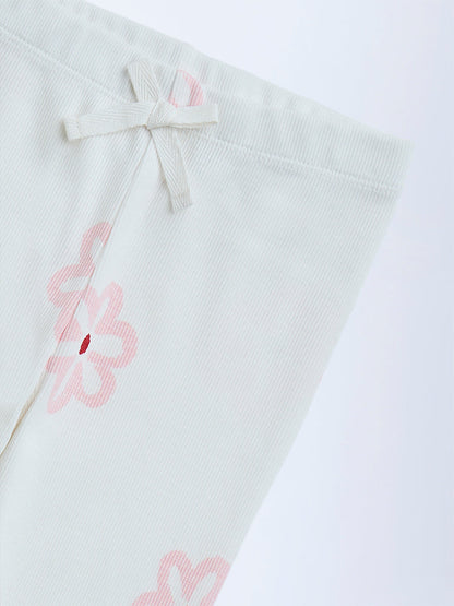 HOP Kids Off-White Floral High-Rise Cotton-Blend Leggings