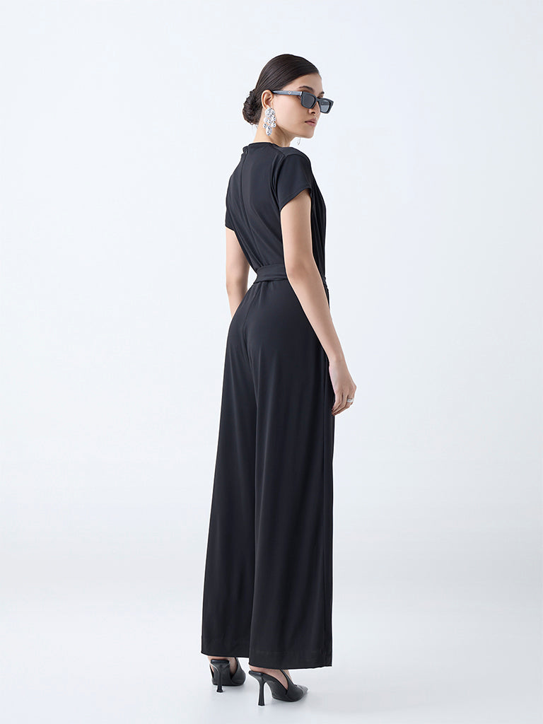 Wardrobe Black Cowl Neck Jumpsuit with Belt