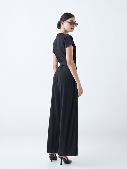 Wardrobe Black Cowl Neck Jumpsuit with Belt