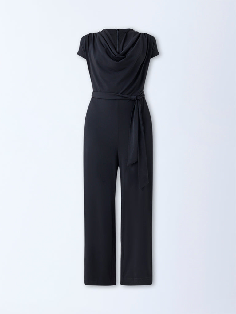 Wardrobe Black Cowl Neck Jumpsuit with Belt