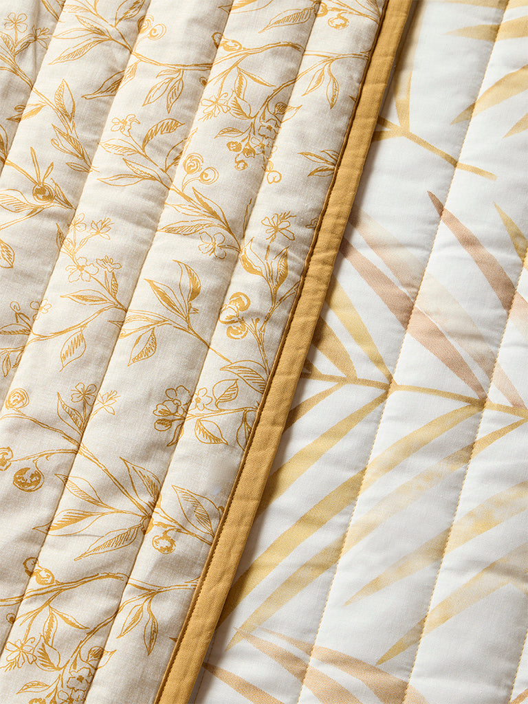 Westside Home Mustard Printed Reversible Quilted Single Bed Comforter