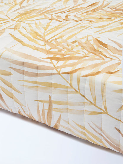 Westside Home Mustard Printed Reversible Quilted Queen Bed Comforter