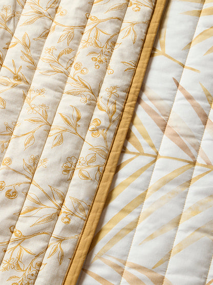 Westside Home Mustard Printed Reversible Quilted Queen Bed Comforter