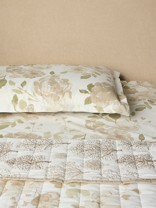 Westside Home Brown Botanical Reversible Quilted Single Bed Comforter