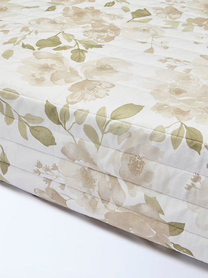 Westside Home Brown Botanical Reversible Quilted Single Bed Comforter