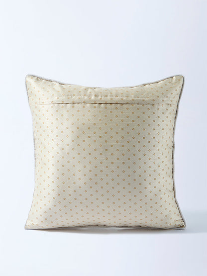 Westside Home Beige Floral Embroidered Cushion Cover