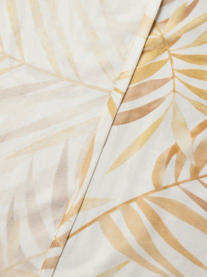 Westside Home Mustard Leaf Printed Queen Bed Sheet Set