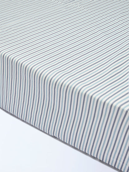 Westside Home Dusty Blue Stripe Pattern Queen Bed Sheet Set