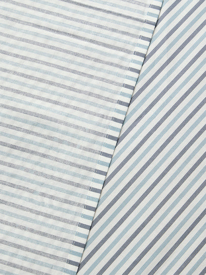 Westside Home Dusty Blue Stripe Pattern Queen Bed Sheet Set