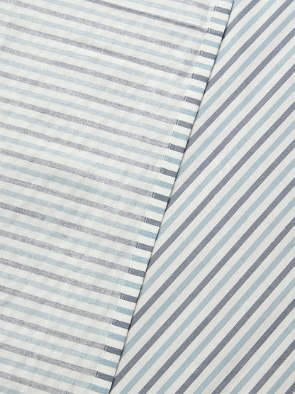 Westside Home Dusty Blue Stripe Pattern King Bed Sheet Set