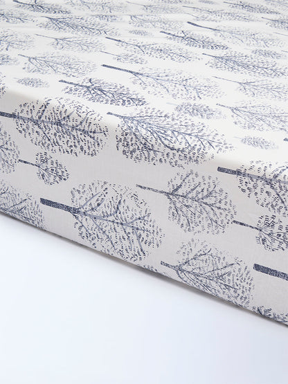 Westside Home Dusty Blue Foliage Detailed Queen Bed Sheet Set