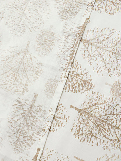Westside Home Beige Foliage Detailed Queen Bed Sheet Set