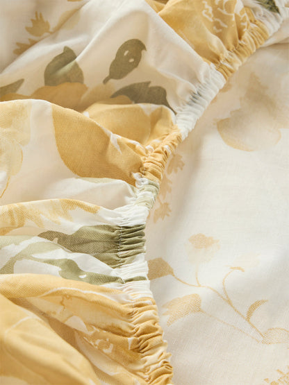 Westside Home Mustard Floral Pattern King Bed Sheet Set