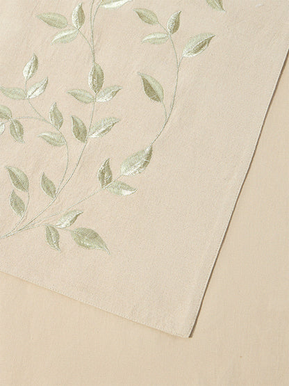 Westside Home Gold Zari Leaf Embroidered Table Runner
