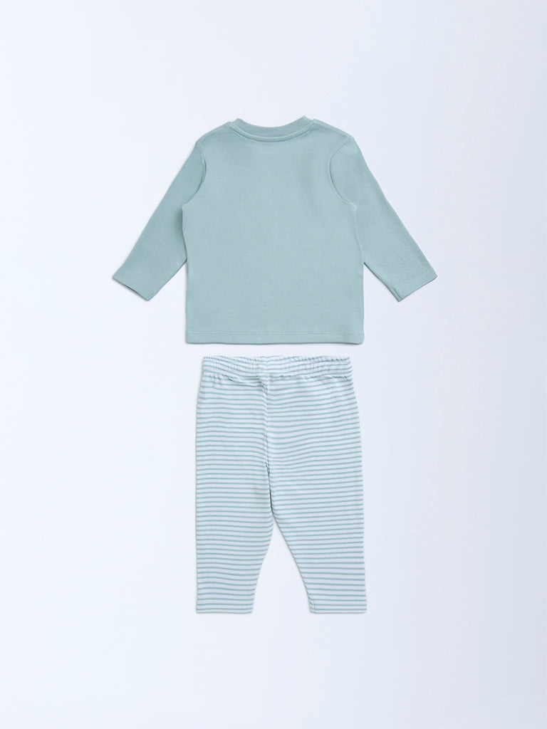 HOP Baby Sage Cotton T-Shirt with Pants Set