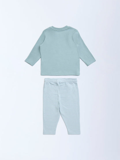 HOP Baby Sage Cotton T-Shirt with Pants Set