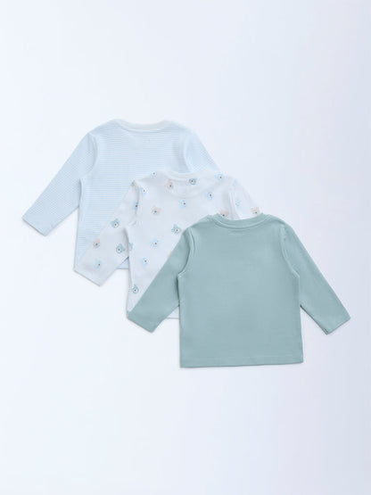 HOP Baby Sage Printed Cotton T-Shirts - Pack of 3