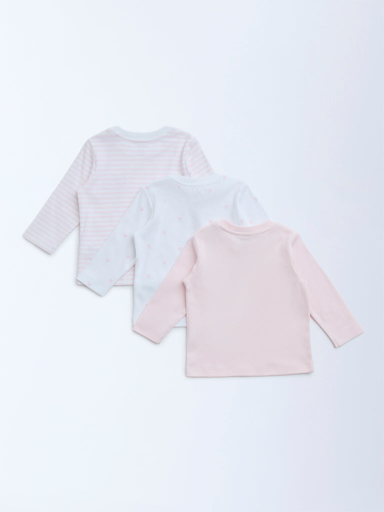 HOP Baby Pink Printed Cotton T-Shirts - Pack of 3