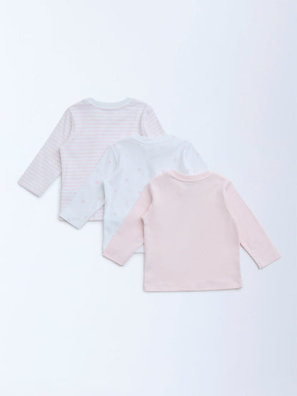 HOP Baby Pink Printed Cotton T-Shirts - Pack of 3