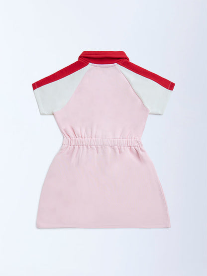 HOP Kids Light Pink Cotton-Blend T-Shirt Dress