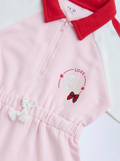 HOP Kids Light Pink Cotton-Blend T-Shirt Dress