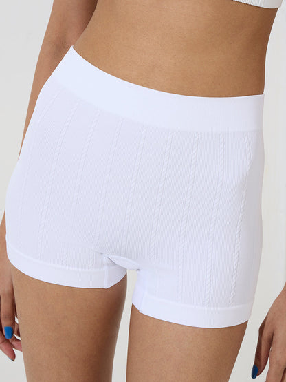 Superstar White Ribbed Seam-Free Boy Shorts Briefs