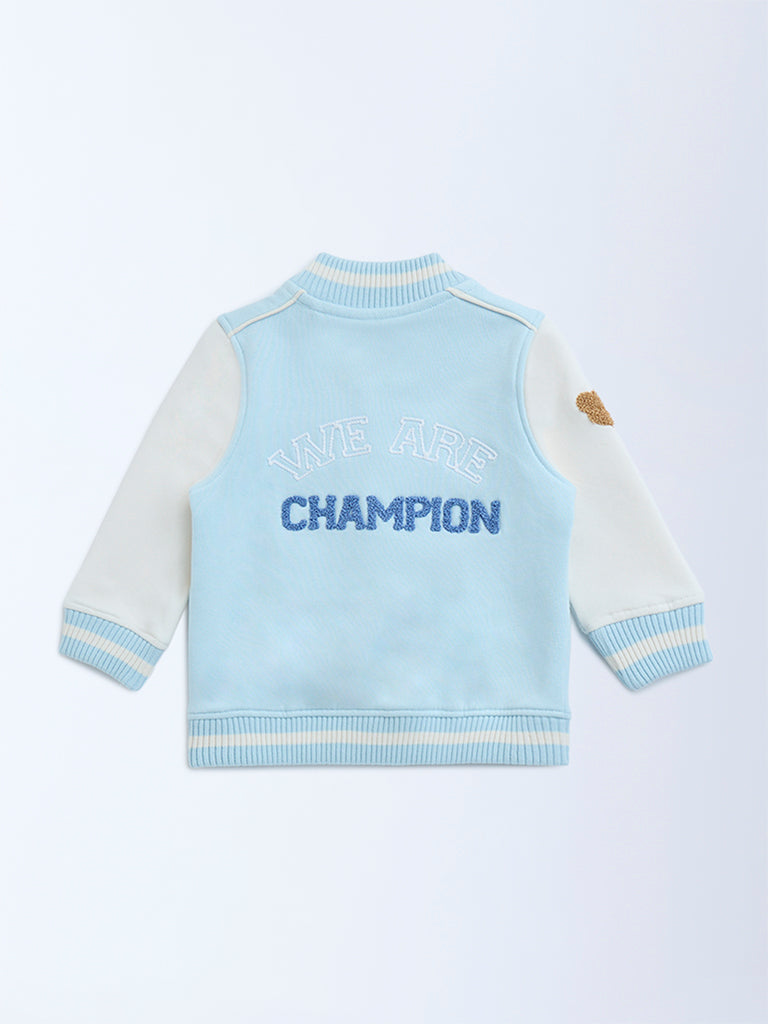 HOP Baby Light Blue Text Design Cotton-Blend Jacket