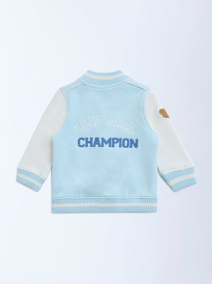 HOP Baby Light Blue Text Design Cotton-Blend Jacket