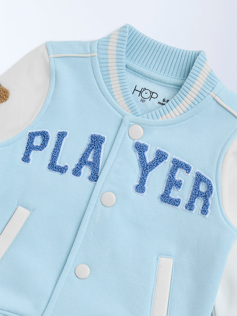 HOP Baby Light Blue Text Design Cotton-Blend Jacket