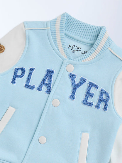 HOP Baby Light Blue Text Design Cotton-Blend Jacket