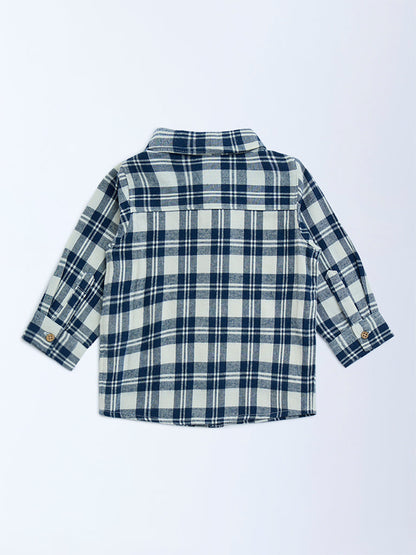 HOP Baby Navy Checkered Cotton Shirt