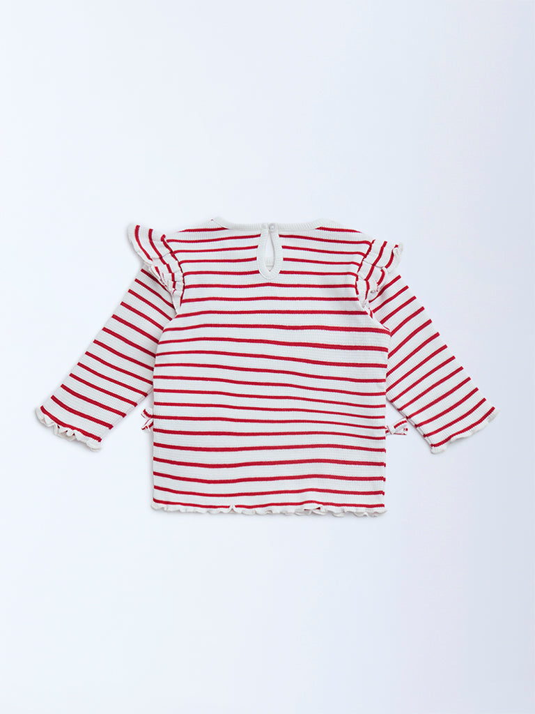 HOP Baby Red Striped Cotton Top