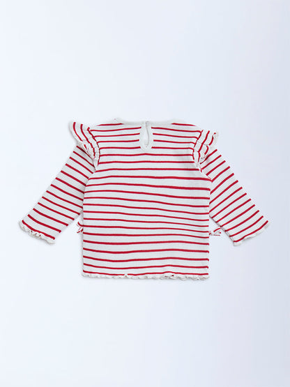 HOP Baby Red Striped Cotton Top