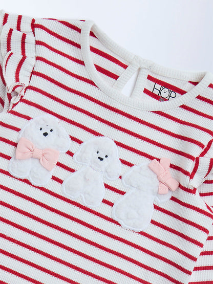 HOP Baby Red Striped Cotton Top
