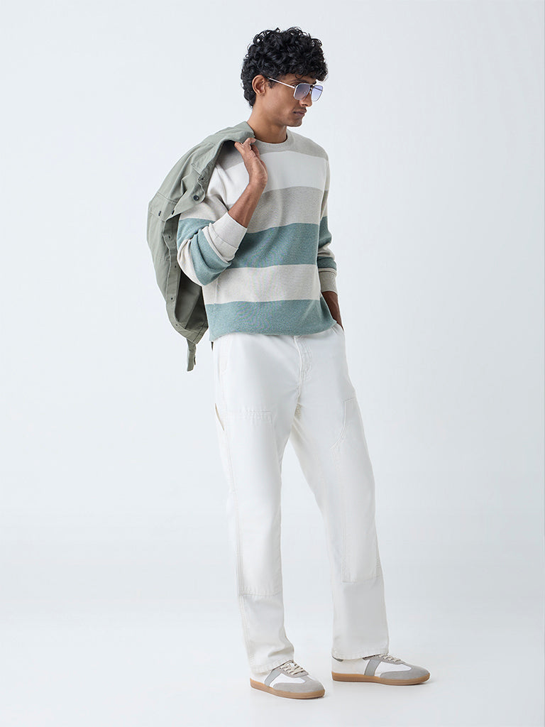 WES Casuals Multicolour Relaxed-Fit Cotton-Blend Sweater
