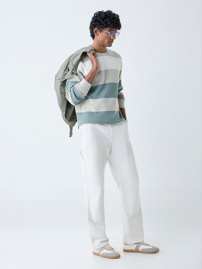 WES Casuals Multicolour Relaxed-Fit Cotton-Blend Sweater