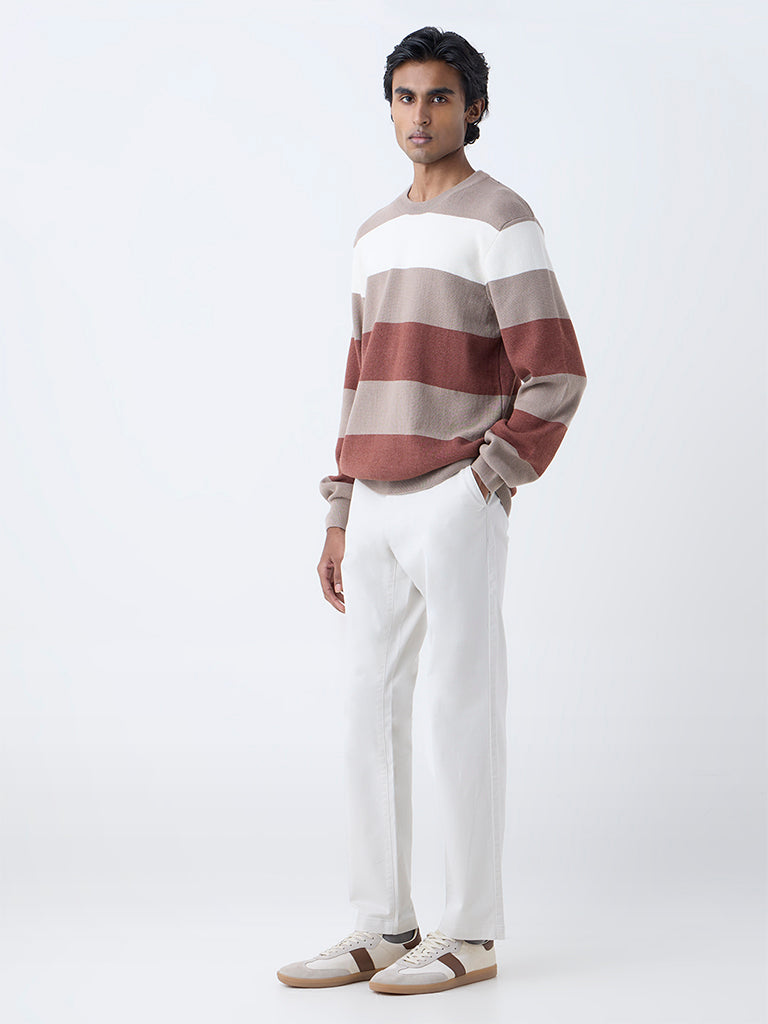 WES Casuals Rust Relaxed-Fit Cotton-Blend Sweater