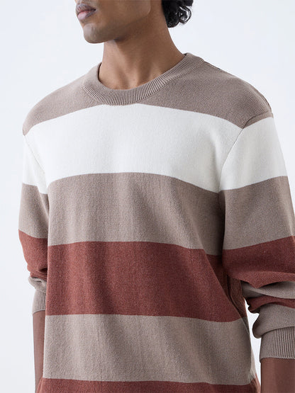 WES Casuals Rust Relaxed-Fit Cotton-Blend Sweater