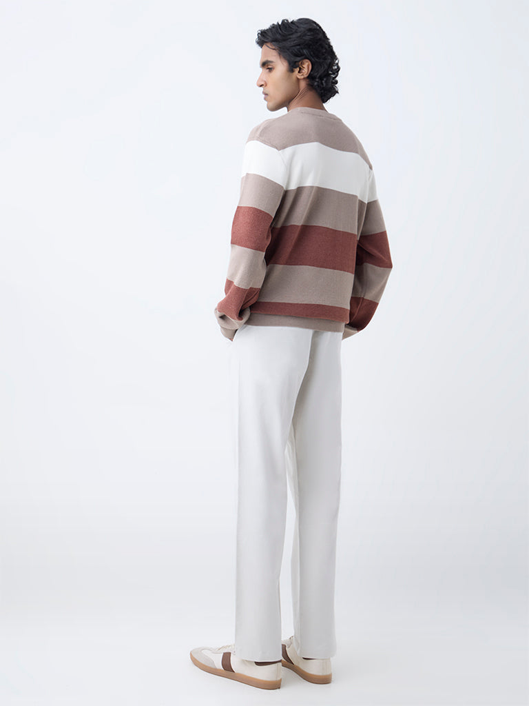 WES Casuals Rust Relaxed-Fit Cotton-Blend Sweater